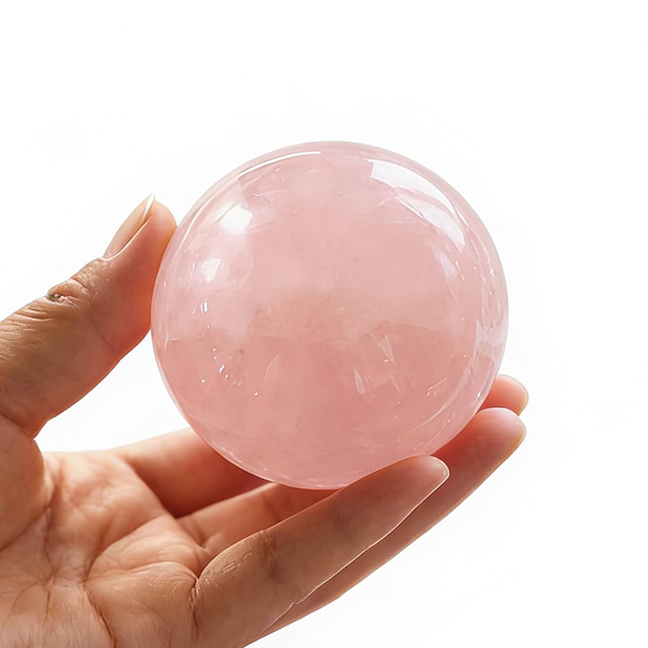 AierCrystal Natural Stone Crystal Sphere Feng Shui Home Decoration Ball Positive Energy Scrying Orb for Meditation Tool for Spiritual Space Purification Globe Diameter 5-6cm Pink Crystal Sphere