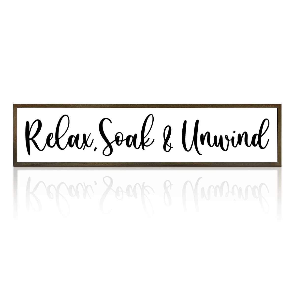 Relax, Soak & Unwind Sign, Farmhouse Bathroom Wall Decors, Spa Decor, BathRoom Sign with Wood Frame, Restroom Decor, Tiered Tray Sign, Wooden Box Sign Desk Décor, Bathroom Wall Decor Wood Framed