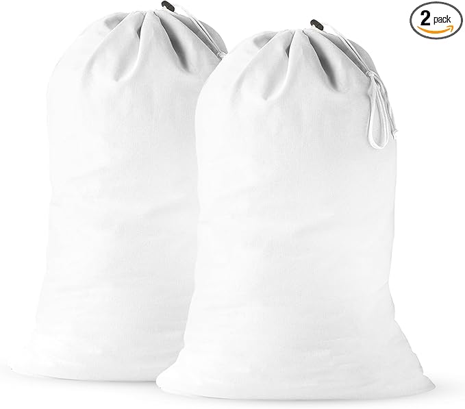 2 Pack - Extra Large Cotton Laundry Bag, Heavy Duty Large Laundry Bags 24 x 36
