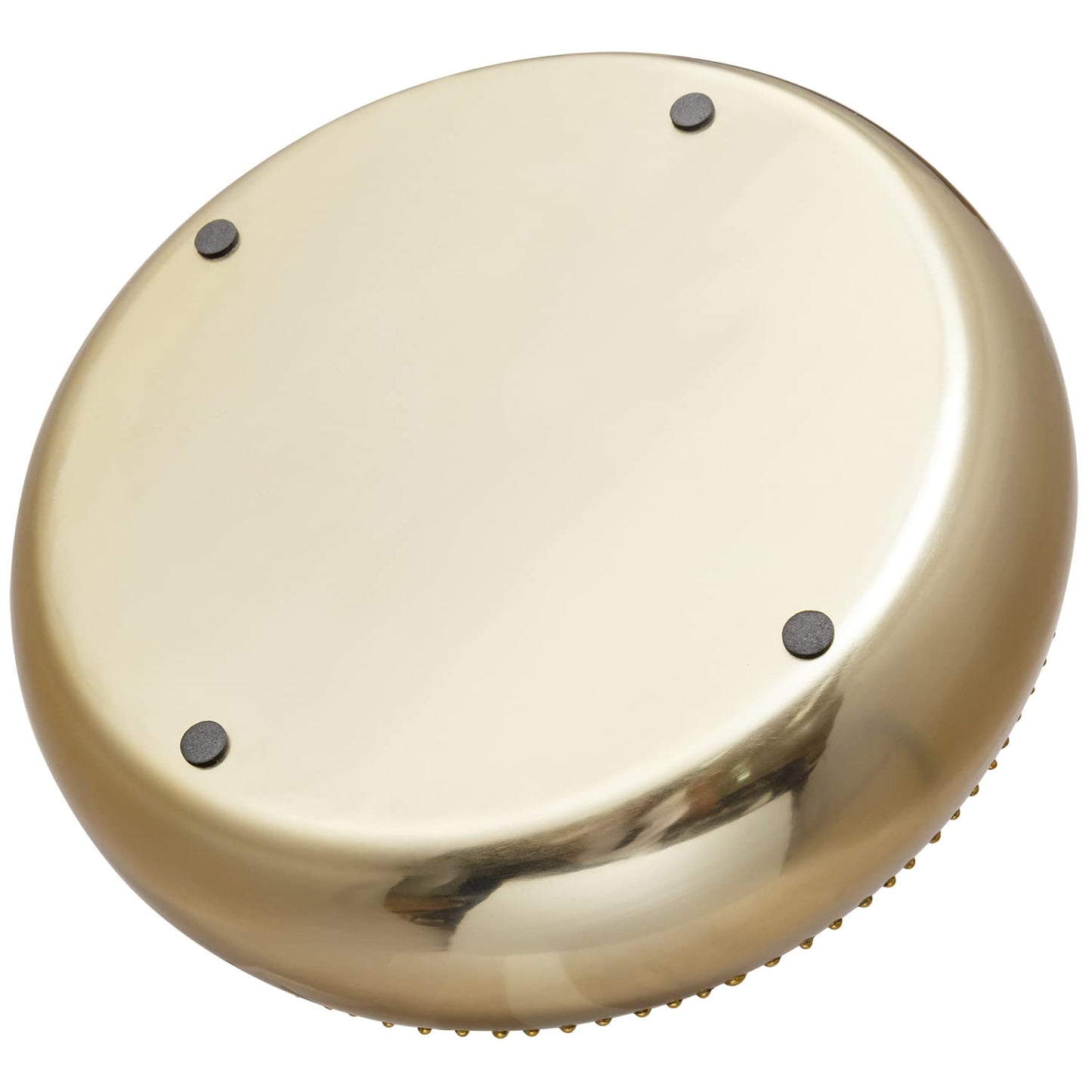 MyGift 11-inch Shiny Brass Toned Metal Round Planter Bowl with Pebbled Rim, Shallow Bowl Succulent Pot - Handcrafted in India