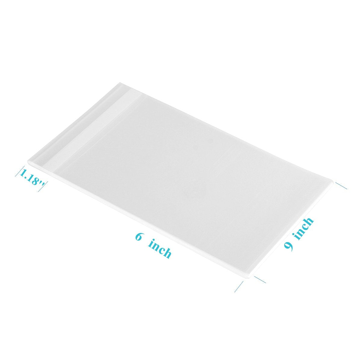 200ct Adhesive Clear Treat Bags 6'' x 9'' (15.2 x 22.9cm) - 1.4 Mil Extra Thick Self Sealing OPP Plastic Bags for Bakery Cookies Christmas Party Decorative Gift