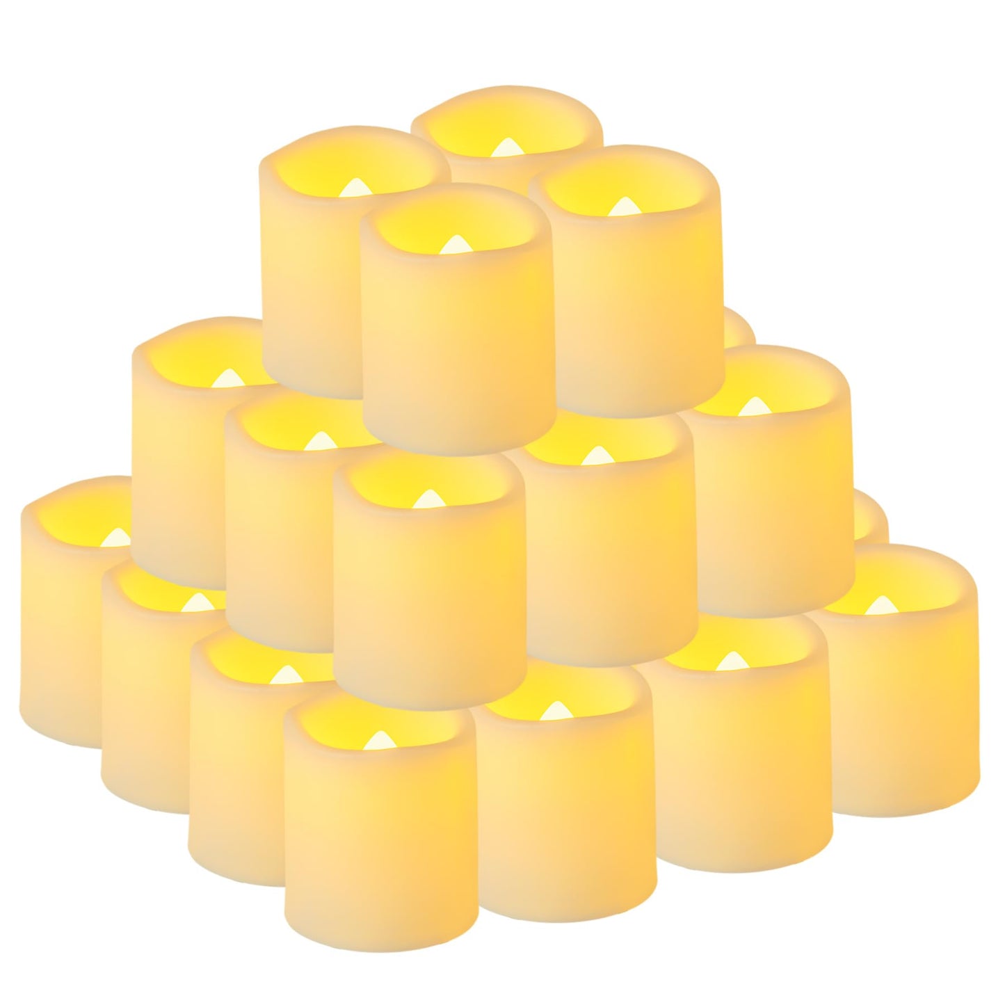 Yakpo 36 Pack 1.5" x 1.8" Flameless Tea Lights Battery Operated, LED Votive Tealights Flickering, Electric Flicker Outdoor Fake Candles Bulk for Wedding Halloween Lantern Christmas Home Decorations