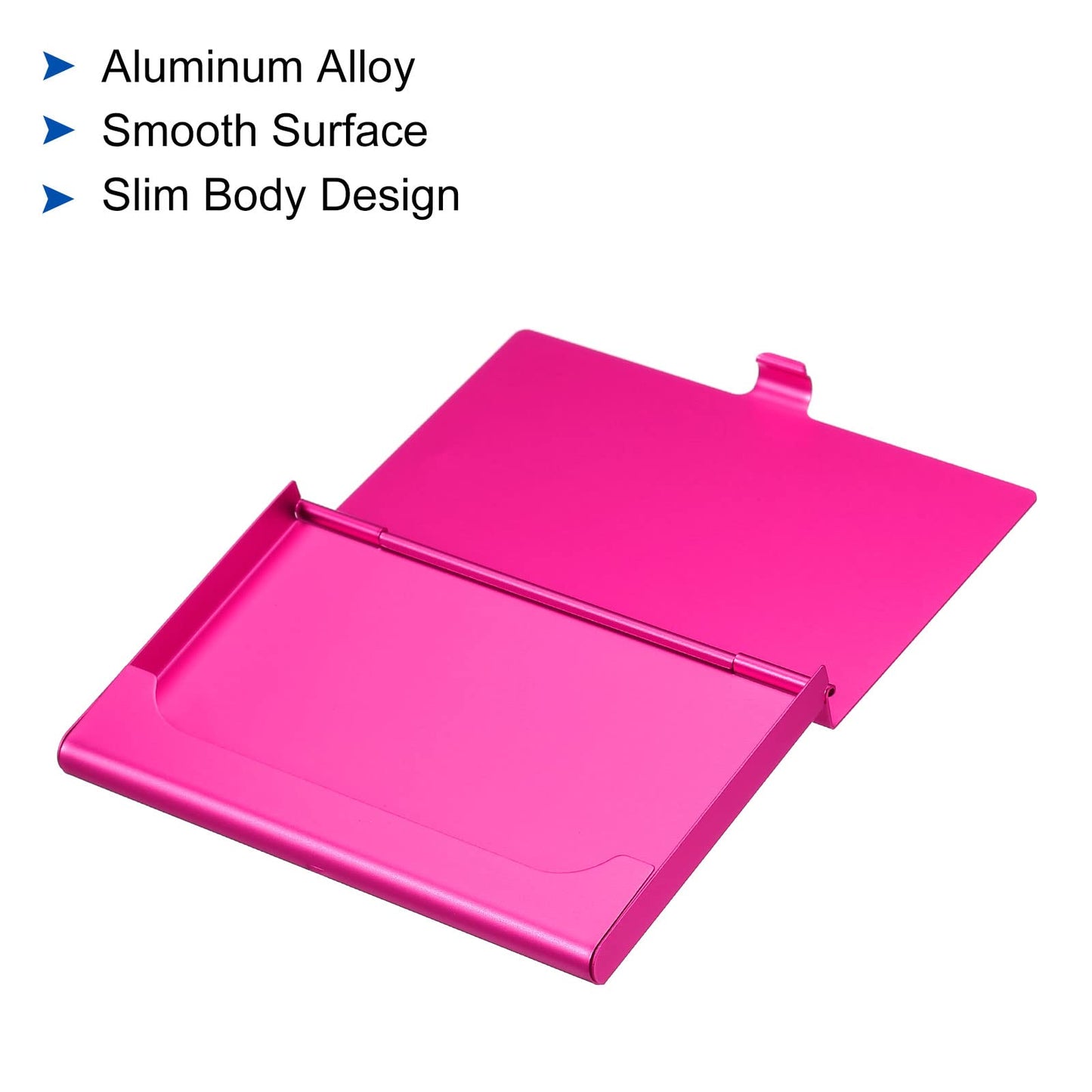 PATIKIL Business Card Holder, Aluminum Alloy Flip Cover Slim Name Cards Case for Women Men, Rose Red