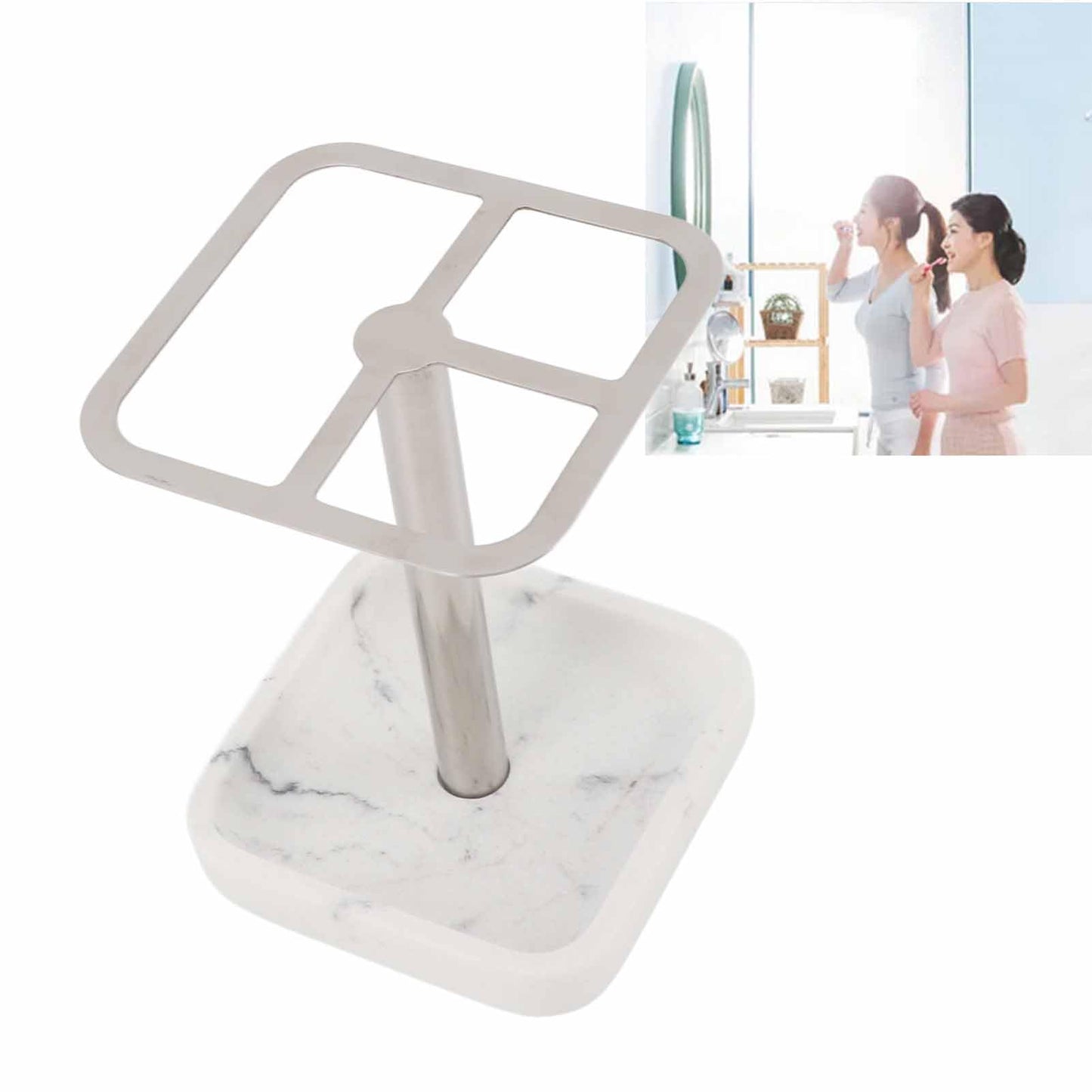 CYTGOUPER Stainless Steel Toothbrush Holder,Toothbrush and Toothpaste Stand,Bathroom Toothbrush Storage Organizer Toothbrush Holders Shelf for Bathroom Vanity Countertops (Silver)