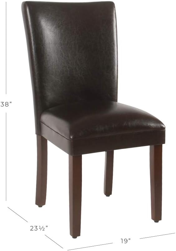 HomePop Parsons Upholstered Accent Dining Chair, Dark Brown Faux Leather