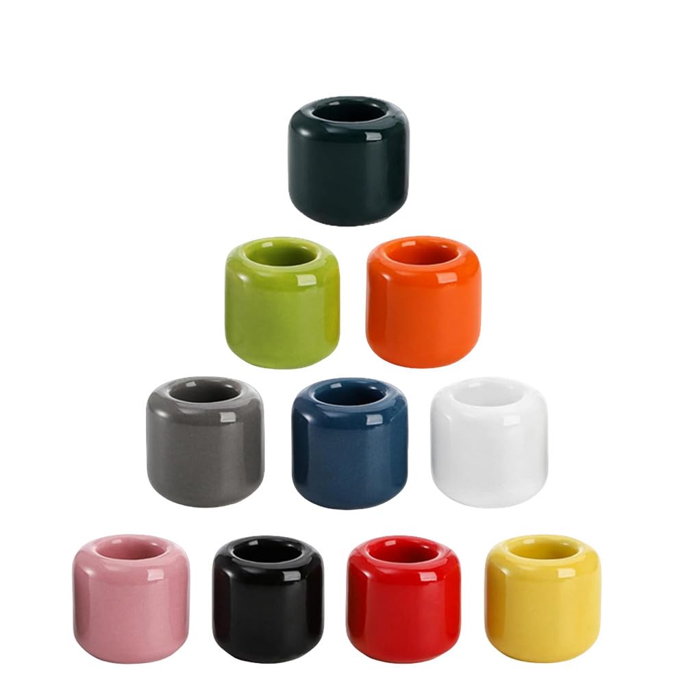 10 Pcs Ceramic Chime Candle Holders, 0.7 Inch Diameter, Home Small Candle Holders for Casting Chimes, Rituals, Spells, Vigil, Wiccan Supplies & More (Ceramics, Multicolor)