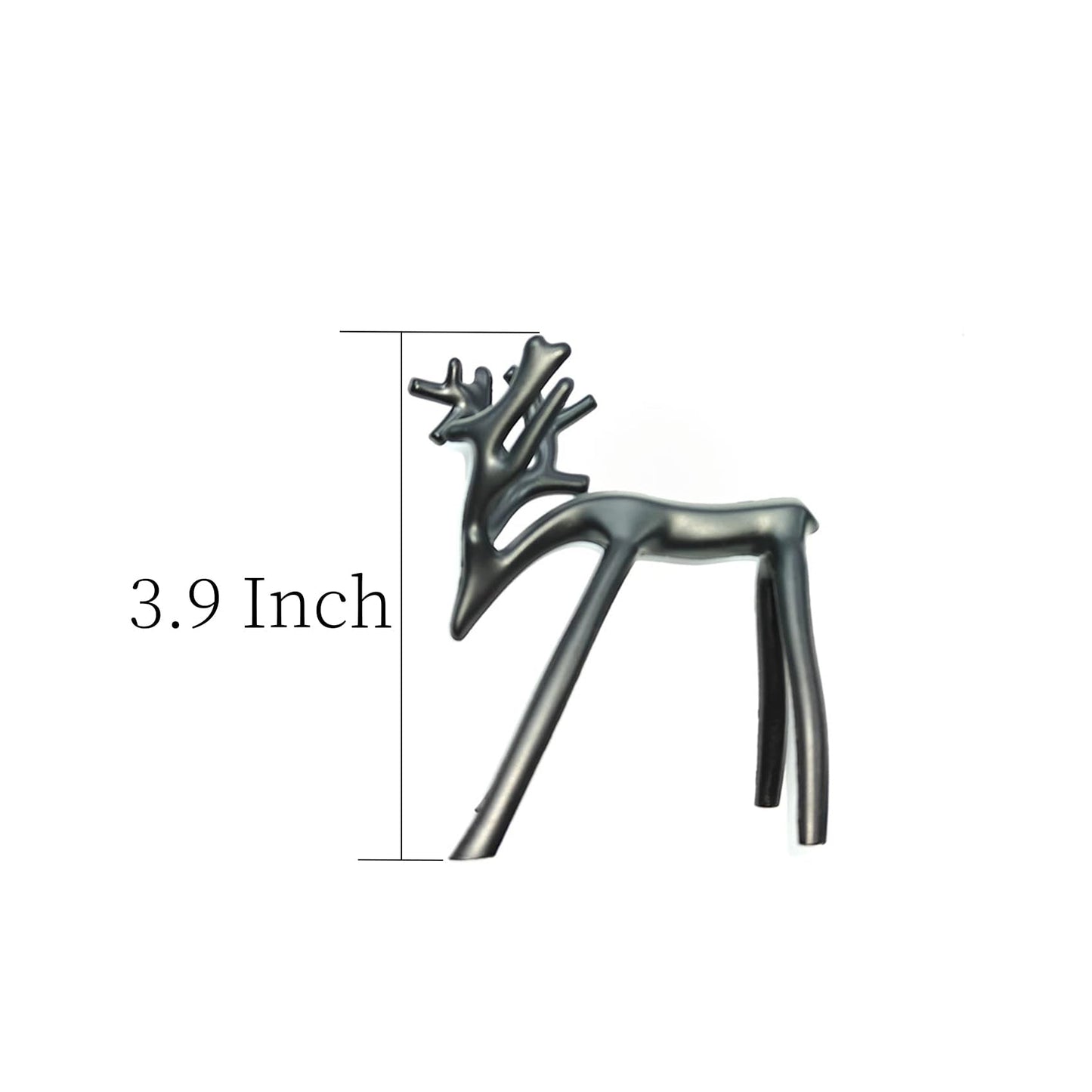 Two-Piece Set of Black Reindeer Statues,Modern Metal Ornaments,Elegant Indoor Festive Table Settings, Suitable for Fireplace mantels, Living Rooms, bedrooms, Offices, and Other Home décor.