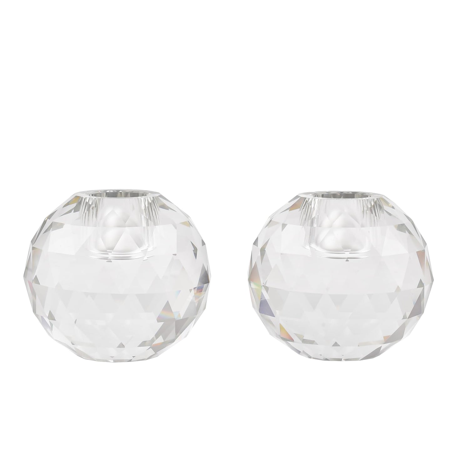 Marvala Candle Holders for Taper Holder Set of 2, Crystal Ball Decor for Dining Coffee Table Centerpiece, Wedding Decorations (Transparent)