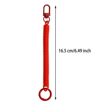 Mini Skater Retractable Coil Spring Keychain Stretchy Spirals Keyring for Work Keys ID Badge, Pack of 10 (Red)
