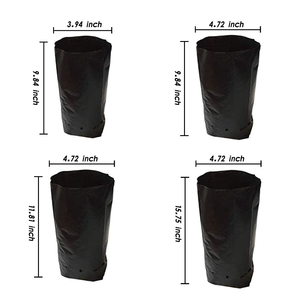 Frjjthchy 100 PCS Thicken Plastic Nursery Bags for Plants Fruit Flower Grow Bags Seedling Pots (6.69x11.81 in)