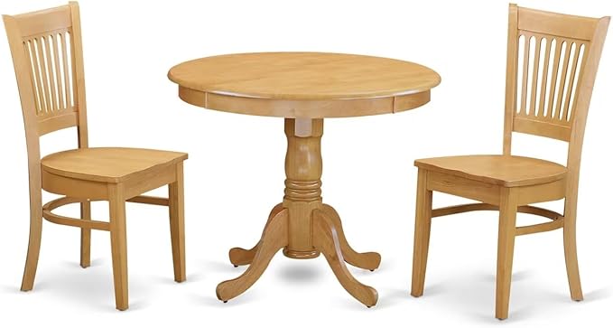 East West Furniture ANVA3-OAK-W 3 Piece Dining Table Set