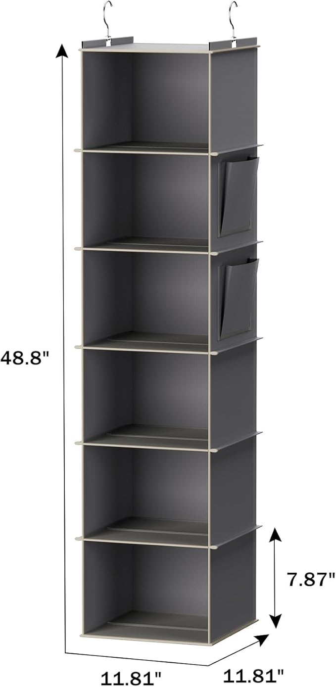 YOUDENOVA Hanging Closet Organizer, 6-Shelf Closet Hanging Storage Shelves
