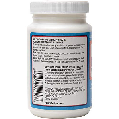 Mod Podge, Water-based Fabric Glue, Sealer and Finish, Transparent, 236 ml Bottle