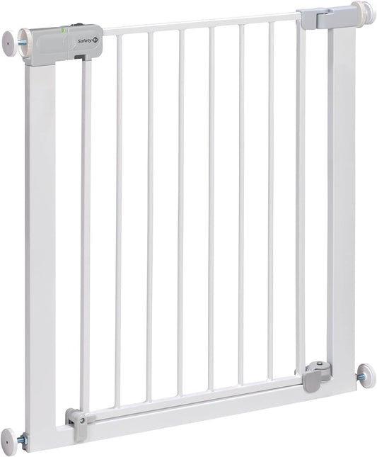 Safety 1st Auto Close Gate, Baby Stair Gate Pressure Fit, 73-80cm (max. 136cm), Automatic Closing Baby Safety Gate, One-Hand Opening, No-Screw Installation (No Drilling), Double Lock System, White