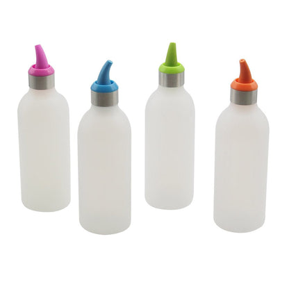 Lancoon 4Pcs Squeeze Condiment Bottles 450ml/16oz Plastic Sauce Dispenser Bottle for Hot Sauce BBQ Ketchup Syrup Salad Dressing Mustard Olive Oil