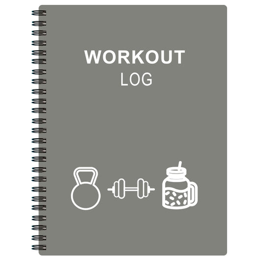 Workout Log for Women & Men - A5 Fitness Planner/Journal to Track Weight Loss, Workout Journal for GYM, Bodybuilding Progress - Daily Health & Wellness Tracker, Grey