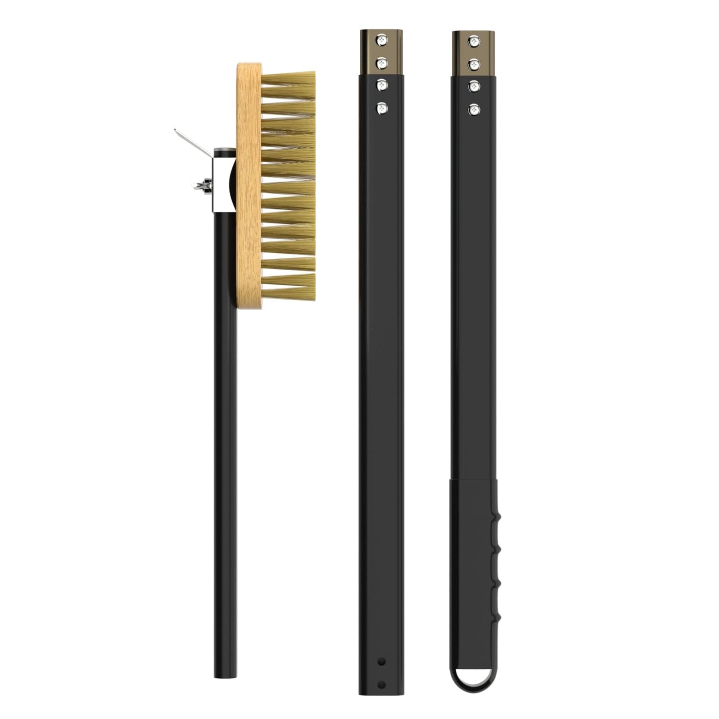G.a HOMEFAVOR Pizza Oven Brush Stone Cleaner Brass Bristles & Steel Scraper Cleaning Tool With Detachable Long Handle For Oven BBQ Grill, Total Length 31.1'' or 46.5''