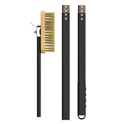 G.a HOMEFAVOR Pizza Oven Brush Stone Cleaner Brass Bristles & Steel Scraper Cleaning Tool With Detachable Long Handle For Oven BBQ Grill, Total Length 31.1'' or 46.5''