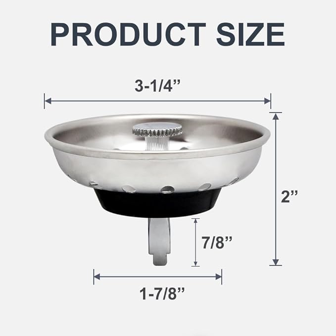 2 Pack - Kitchen Sink Strainer and Stopper Combo Basket Replacement