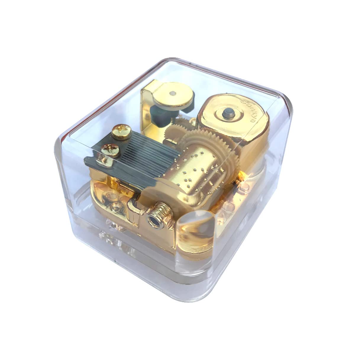 BinkeGG Play (Oh Christmas Tree) Clear Acrylic Wind up Music Box with Sankyo Musical Movement (65 Tunes Option)
