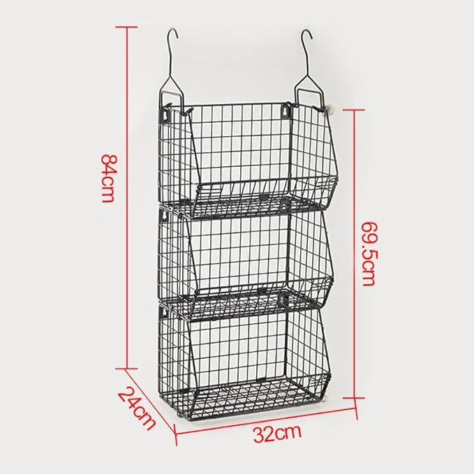 3 Tier Hanging Foldable Wire Baskets Closet Organizer Clothes Shelves