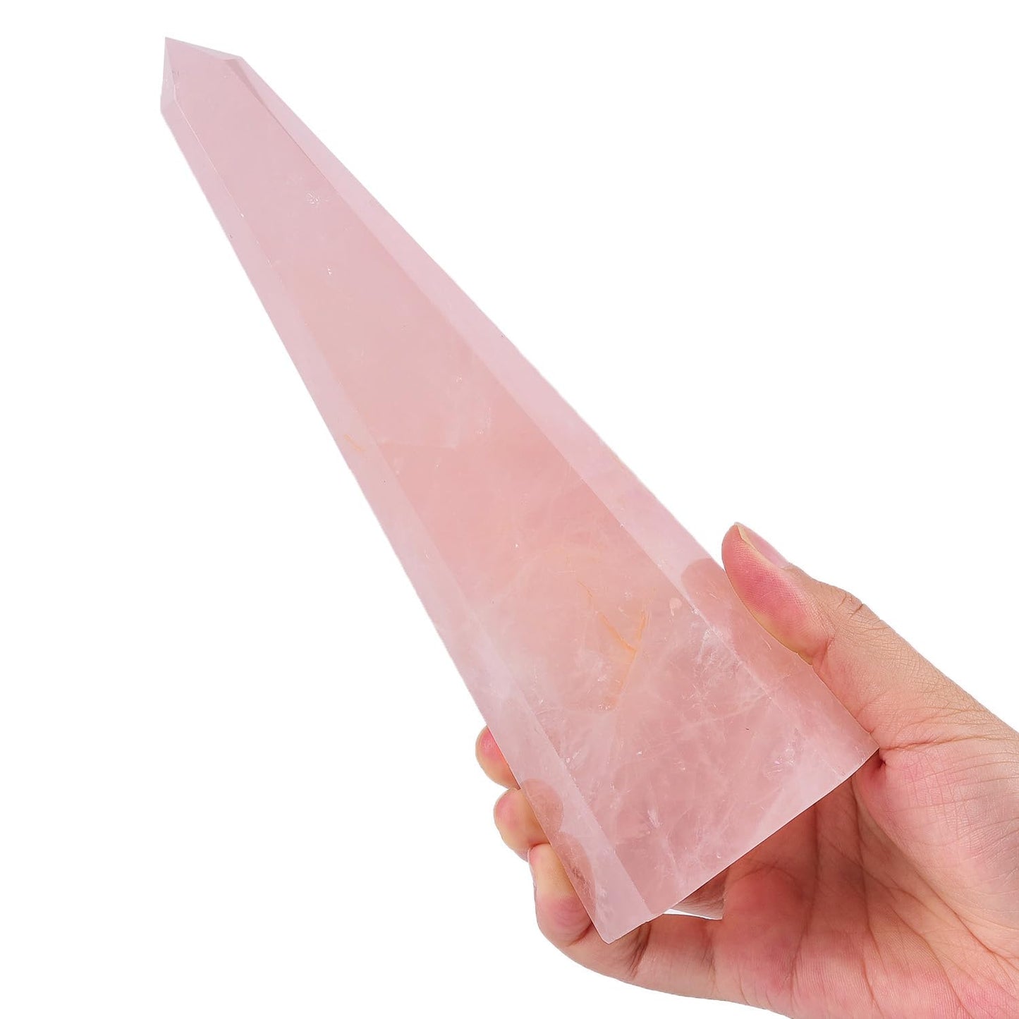 SMOHEAL Rose Quartz Large Crystal Tower Natural Pink Healing Crystal Point Wand Obelisk for Reiki Meditation Crystal Grid Decoration 1.5-2 LBS