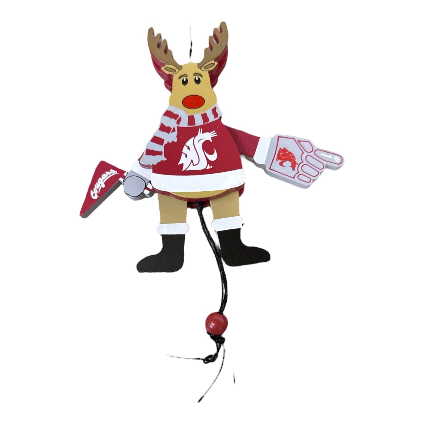 NCAA Washington State Cougars Wooden Cheer Ornament