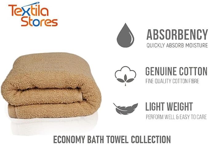 Basic Medium Bath Towels 24x48 Inches – Pack of 6 – Beige Color – Soft and