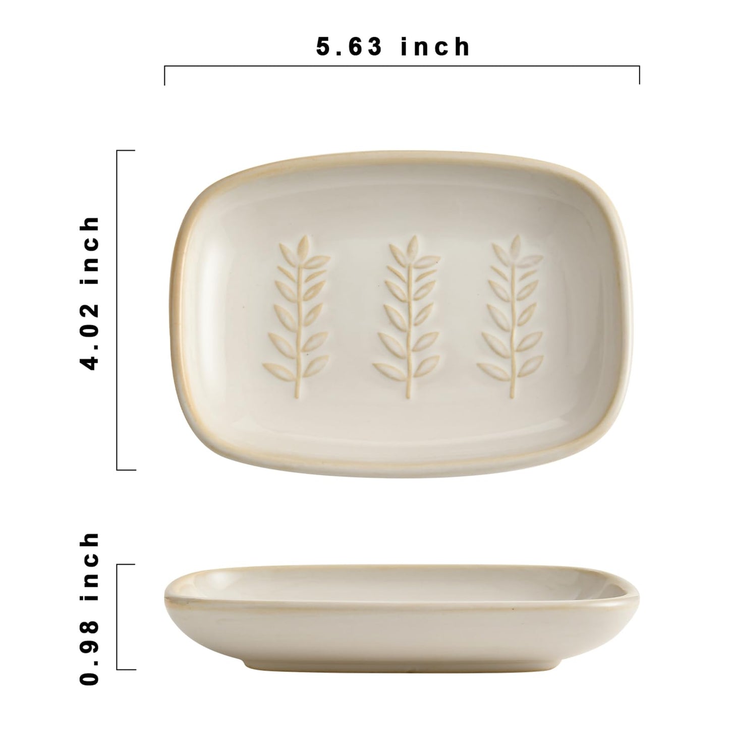 ZIVONA Ceramic Soap Dish for Bathroom, Bar Soap Holder with Elevated Ridges - Keeps Soap Dry, Premium Porcelain Dish, Elegant Modern Decor for Vanity Sink, Shower (Beige)