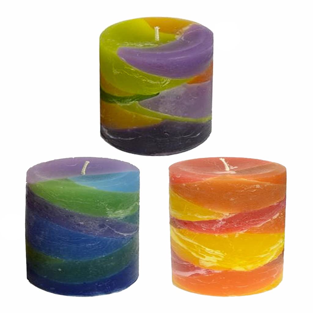 Candlestock Handmade Unscented Layer Pillar Candles (4x4, Sea Glass)