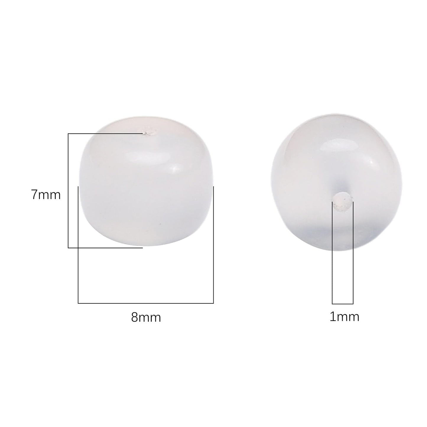 BEADIA Natural White Agate Flat Cut Round Drum Stone 8mmx7mm Loose Semi Gemstone Beads for Jewelry Making 38cm