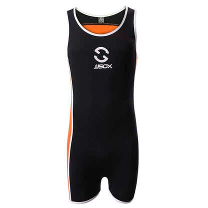 WMIERFI Ice Silk Men's Athletic Supporters Sport Swim Bodysuit Slim Fit Wrestling Singlets Leotard Underwear Jumpsuits Black Medium