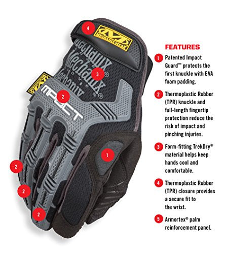 Mechanix Wear - M-Pact Gloves (Large, Black/Grey)