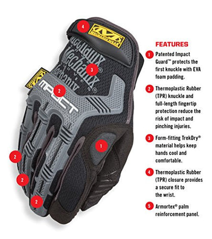 Mechanix Wear - M-Pact Gloves (X-Large, Black/Grey) MPT-58-011
