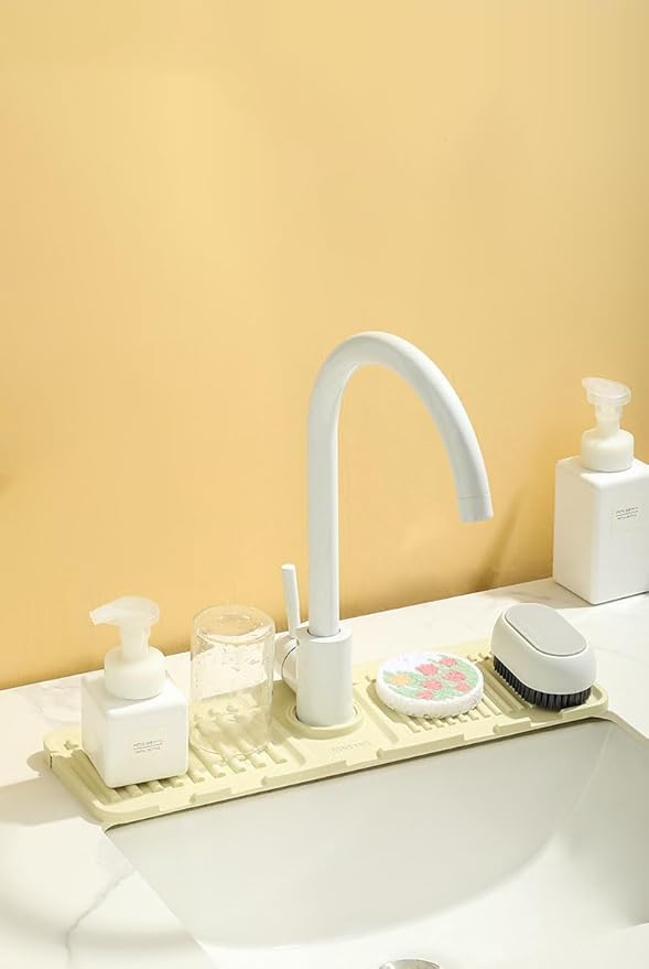 Sink Faucet Absorbing Mat, Kitchen Sink Splash Guard Longer Silicone Sink