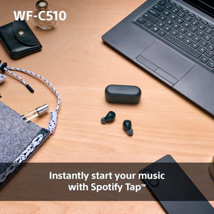 Sony WF-C510 Truly Wireless Earbuds – Small, Light, Bluetooth In Ear Headphones with Multipoint Connection, Ambient Sound, IPX4 Rating, Spotify Tap, Quick Charge, 22 HR Battery, iOS & Android - Black