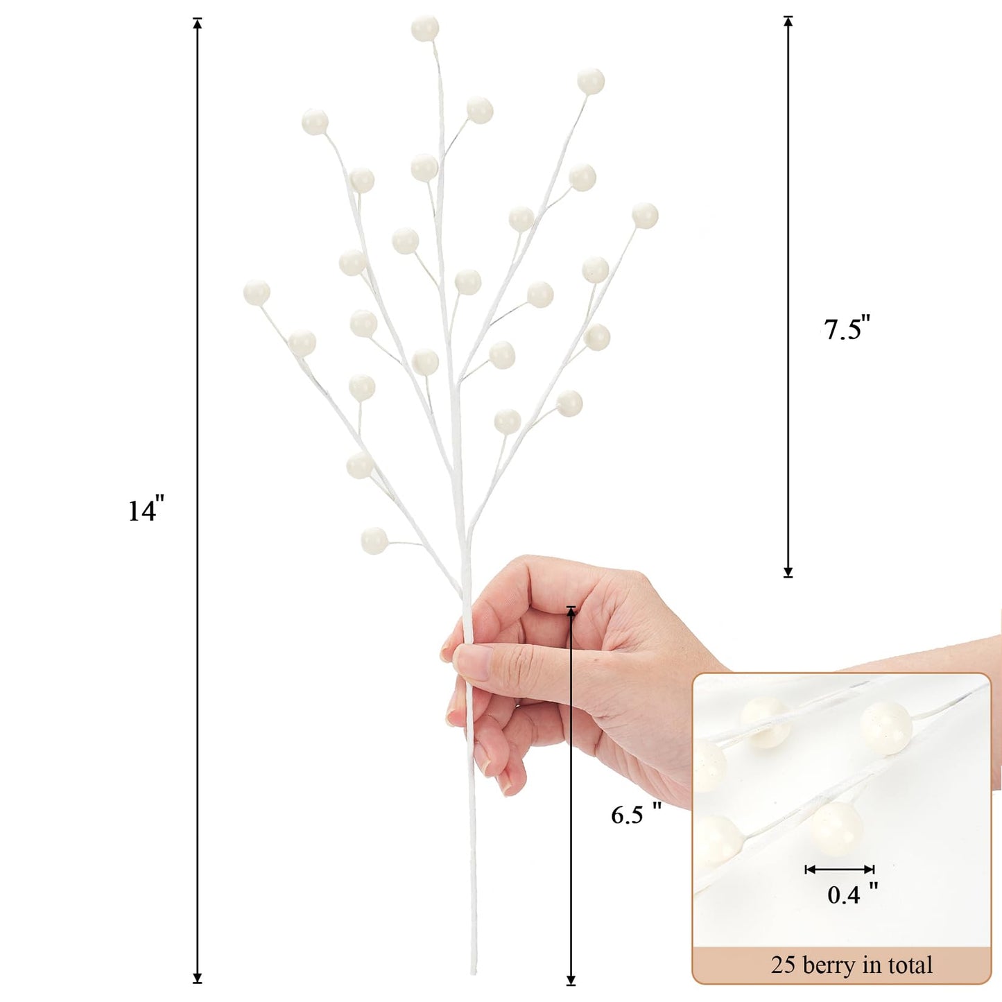 Osfvn Christmas Berries Picks Set of 12 Xmas Tree Decorations 14inches White Holly Berry Stems Decorative Artificial Floral Picks for Holiday Wreath Garland Floral Table Arrangement Decor