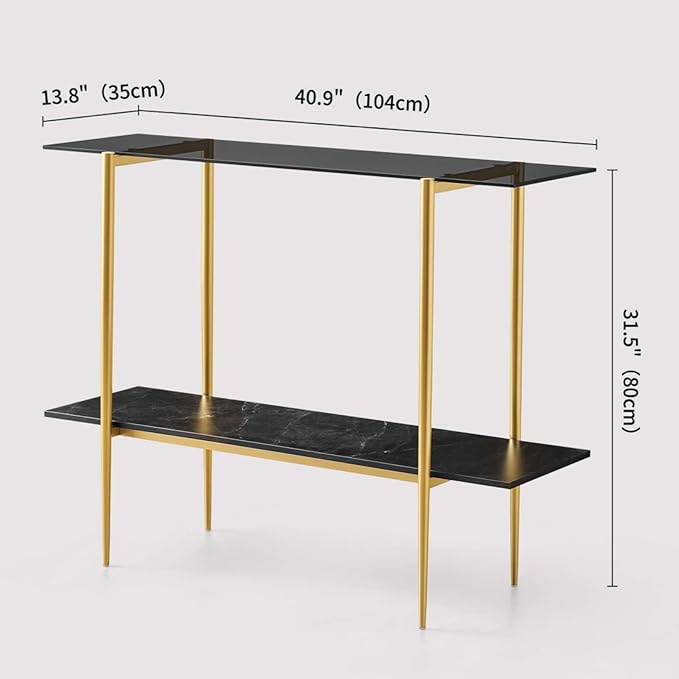 LumFurn Glass Console Table for Living Room, Foyer & Entrance, 2-Tiers