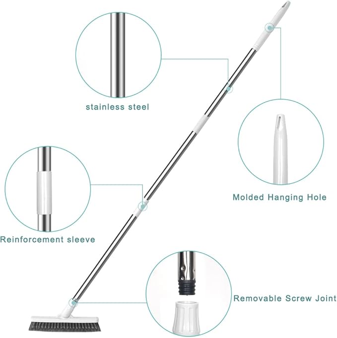 Affogato Floor Scrub Brush Bathroom Long Handle Bathtub Push Broom Shower Tile