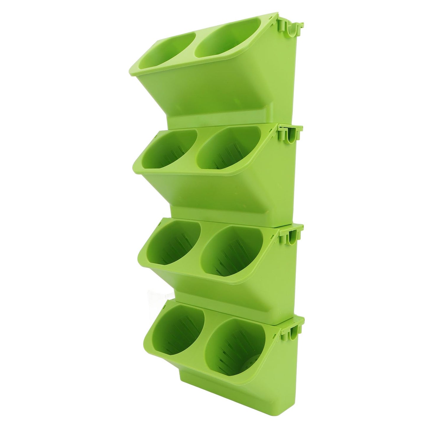 Fabater Self Watering Wall Planter, 4 Pack Stackable Vertical Hanging with Wall Mount Kit, Indoor Outdoor Flower Pots for Garden Home Balcony Decor (Green)