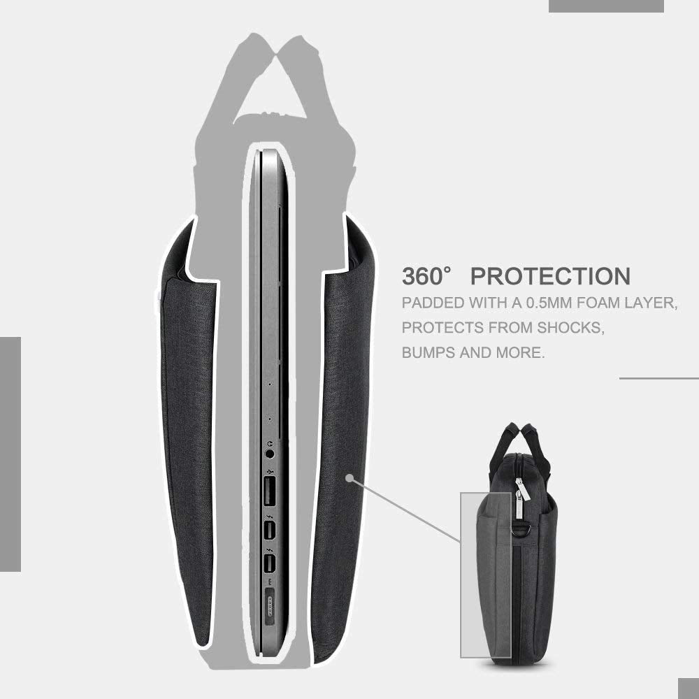 Voova Laptop Bag Case 14 15 15.6 Inch, Computer Sleeve Messenger Bag with Shoulder Strap Expandable Waterproof Business Briefcase for Men Women to Work Travel School, Fit 14-16 Inch Laptop-Grey