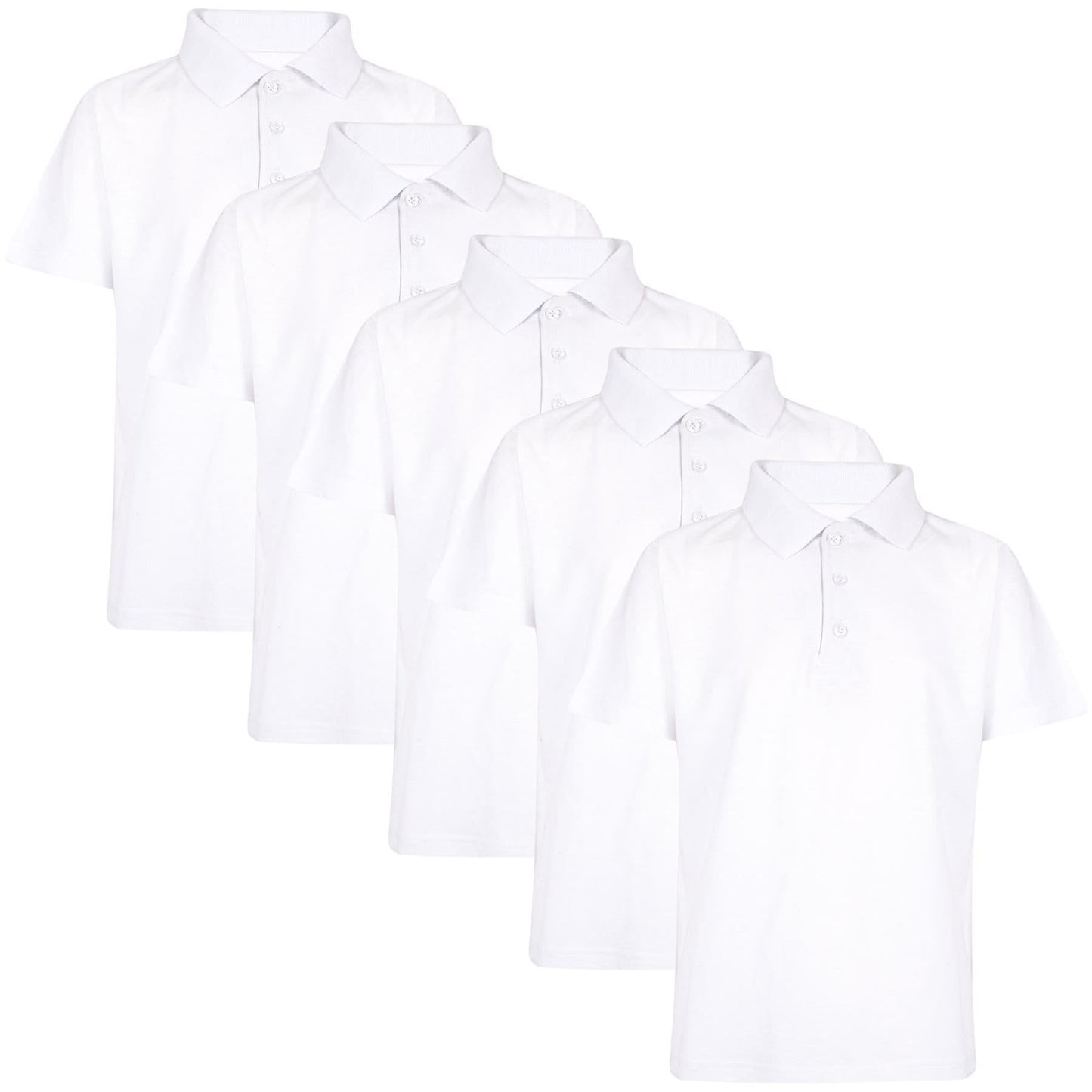 A2Z 4 Kids Boys Polo T Shirts Plain Summer Tank Top - PL Polo T Shirt White 5 Pack 11-12