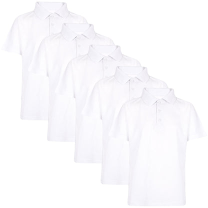 A2Z 4 Kids Boys Polo T Shirts Plain Summer Tank Top - PL Polo T Shirt White 5 Pack 11-12