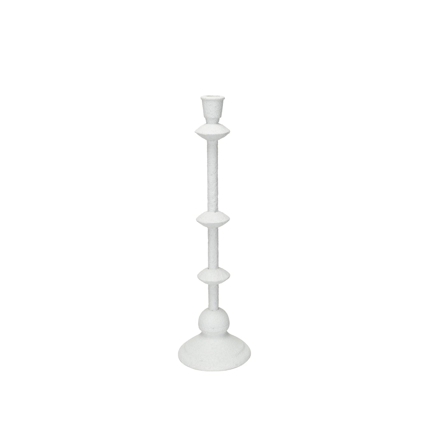 Creative Co-Op Tall Metal Taper Candle Holder in Sand Finish, Antique White