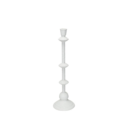 Creative Co-Op Tall Metal Taper Candle Holder in Sand Finish, Antique White