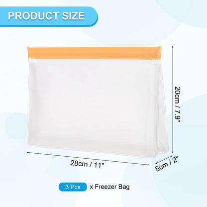 PATIKIL 8.7"x2"x5.3" Reusable Freezer Bag, 3 Pcs Leakproof Zip Food Storage Stand Up Bags Fridge Snack Vegetable Fruit Ice Container for Long-Lasting Freshness, Black