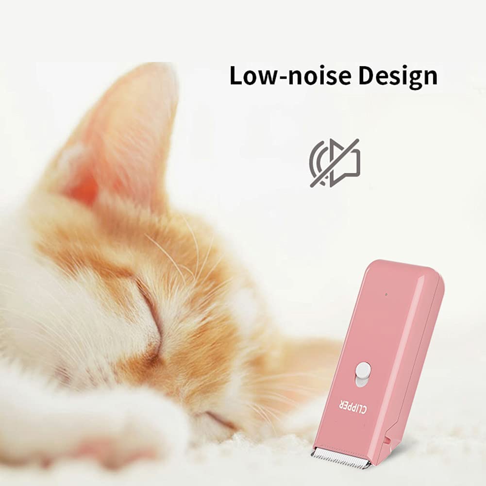 Dog Clippers Pet Grooming Clippers Kit Low Noise Cat Shaver Portable Electric USB Rechargeable Cordless Trimmer for Dogs,Cats and Other Pets, Pink