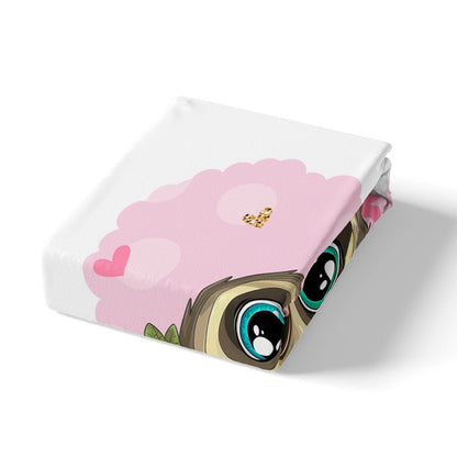 Kids Cute Sloth Fitted Sheet Cartoon Sloth Printed Bedding Set for Boys Girls Children Flowers Pink Heart Bed Sheet Set Lovely 3D Animal Theme Bed Cover Room Decor Twin Size 2Pcs