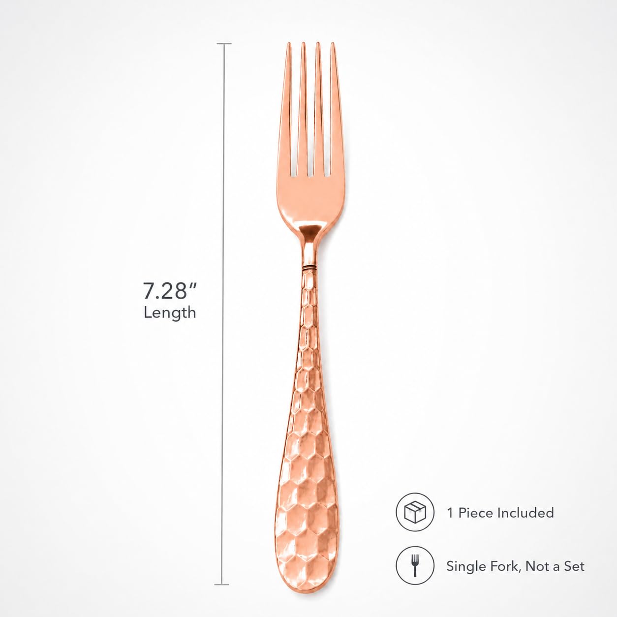 Solid Copper Honeycomb Fork, 7.28 Inch Vintage Dessert Flatware, 1 Piece