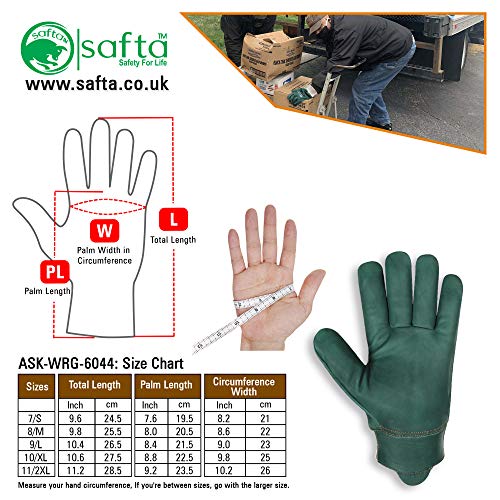 SAFTA Cut Resistant Gloves, Kevlar lining gloves Level 5 Protection, Thorn proof Gardening Gloves, Stab Proof Gloves for Handling Sharp Objects in Butcher | Mechanic | Industrial Work.(One Pair, XL)